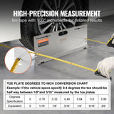 VEVOR Wheel Alignment Tool, 2-Pack Alignment Tool Toe Plates, Stainless Steel Toe Angle Measurement Tool Plate, 4 Alignment Rods and Magnetic Slots, Includes Measuring Tapes & Conversion Chart - Side View
