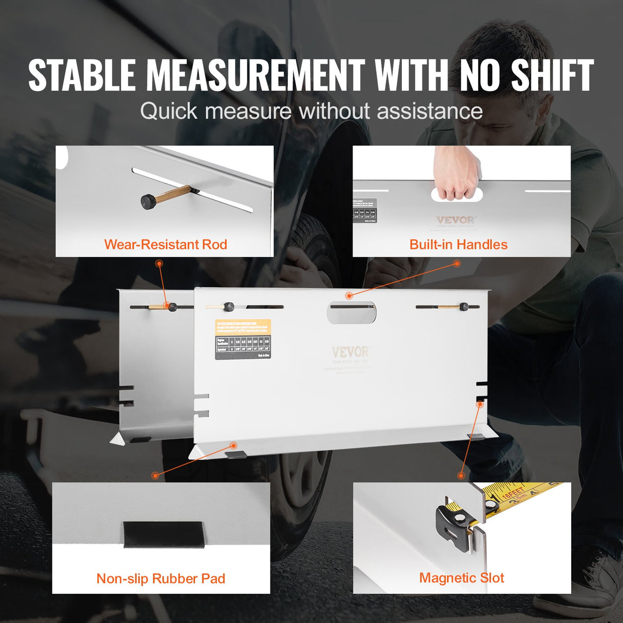 VEVOR Wheel Alignment Tool, 2-Pack Alignment Tool Toe Plates, Stainless Steel Toe Angle Measurement Tool Plate, 4 Alignment Rods and Magnetic Slots,