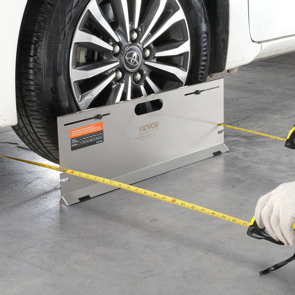 VEVOR Wheel Alignment Tool, 2-Pack Alignment Tool Toe Plates, Stainless Steel Toe Angle Measurement Tool Plate, 4 Alignment Rods and Magnetic Slots, Includes Measuring Tapes & Conversion Chart