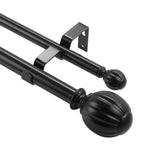 VEVOR Double Rod Curtain Rods, 36-72 inches(3-6ft) Adjustable Length, Black Double Curtain Rods with Round Finials, 1