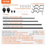 VEVOR Double Rod Curtain Rods, 36-72 inches(3-6ft) Adjustable Length, Black Double Curtain Rods with Round Finials, 1