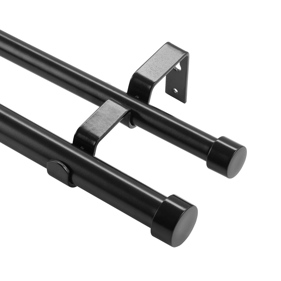 Double Rod Curtain Rods, 36-72 inches(3-6ft) Adjustable Length, Black Double Curtain Rods with Cap Finials,, image 9