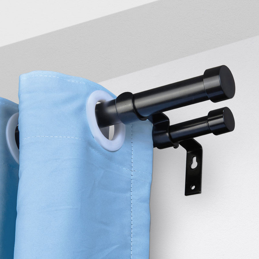 Double Rod Curtain Rods, 36-72 inches(3-6ft) Adjustable Length, Black Double Curtain Rods with Cap Finials,, image 12