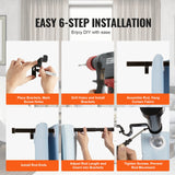 VEVOR Double Rod Curtain Rods, 72-144 inches(6-12ft) Adjustable Length, Black Double Curtain Rods with Cap Finials, 1