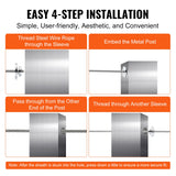 VEVOR 51Pack Cable Railing Kit 3.2mm Wheel Protector Sleeves, Bundle with Black Invisible 3.2mm Swage Tensioner and Terminal, Cable Railing Post