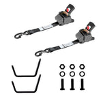 Wheel Chock Tie-Down Kit, Fixed Trailer Tie Down Strap, Car Tie Down Kit with S-Hook, Break Strength 748 kg & Working Load 250 kg Motorcycle Tie-Down System for Trailers, Boats, Snowmobiles