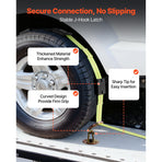 Wheel Chock Tie-Down Kit, Deck-Style Trailer Tie Down Strap, Car Tie Down Kit with J-Hook, Break Strength 4540 kg & Working Load 1512 kg Motorcycle Tie-Down System for SUVs, Trailers, Trucks