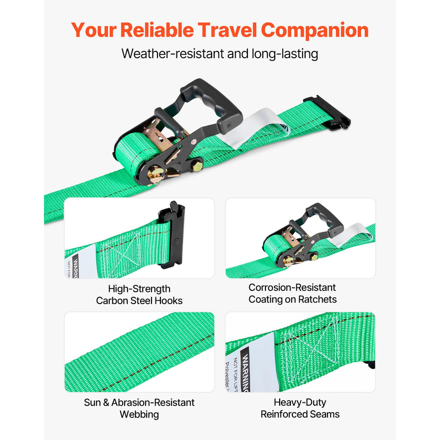 Wheel Chock Tie-Down Kit, Chock-Style Trailer Tie Down Strap, Car Tie Down Kit with Buckle, Break Strength 1986.73 kg & Working Load 662 kg Motorcycle Tie-Down System E-Hooks for ATVs, UTVs