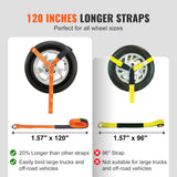 VEVOR Ratchet Tie Down Straps Kit, 5.08" x 304.8" Tire Straps, 2500kgs Working Load, 11023 LBS Breaking Strength, Car Tie Down Straps with Snap Hooks