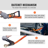 VEVOR Ratchet Tie Down Straps Kit, 5.08" x 304.8" Tire Straps, 2500kgs Working Load, 11023 LBS Breaking Strength, Car Tie Down Straps with Snap Hooks
