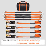 VEVOR Ratchet Tie Down Straps Kit, 5.08" x 304.8" Tire Straps, 2500kgs Working Load, 11023 LBS Breaking Strength, Car Tie Down Straps with Snap Hooks