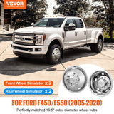 VEVOR 50cm 8 Lug Wheel Simulators, 304 Stainless Steel Wheel Simulator Kit with Mirror Polished Finish, 2 Front and 2 Rear Wheel Covers Fit for For