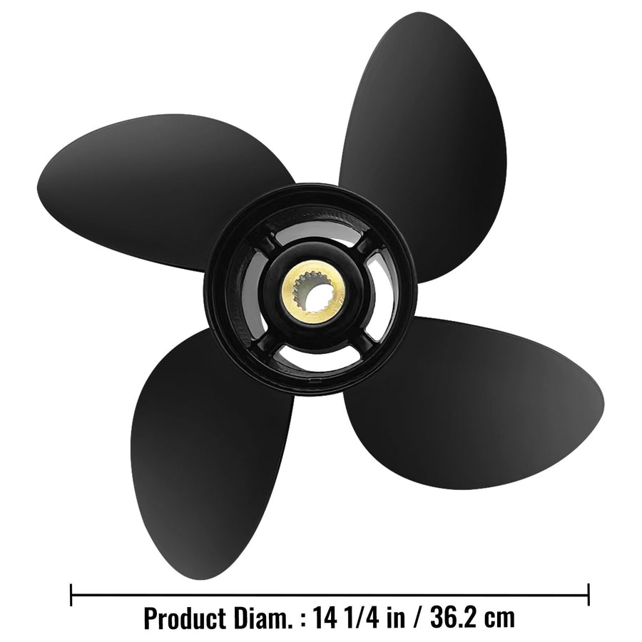 Outboard Propeller, Replace for OEM 3587522, 4-Blade 14 1/4\" x 19\" Pitch Aluminium Boat Propeller, Compatible with Volvo Penta SX Drive All Models, with 19 Tooth Splines, RH