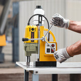 Magnetic Drill 1200W 2810 lbf Mag Drill Press 1.6 in Boring Diameter Yellow - Low Angle