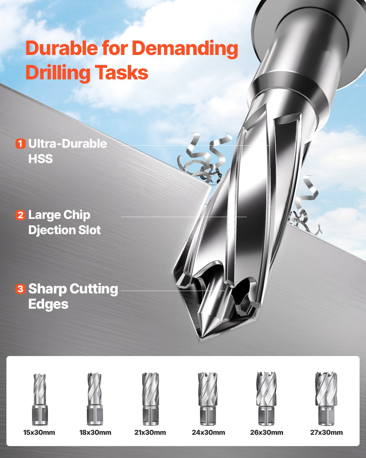 Magnetic Drill 1400W 2878 lbf Mag Drill Press 2 in Boring Diameter 6 Bits Yellow