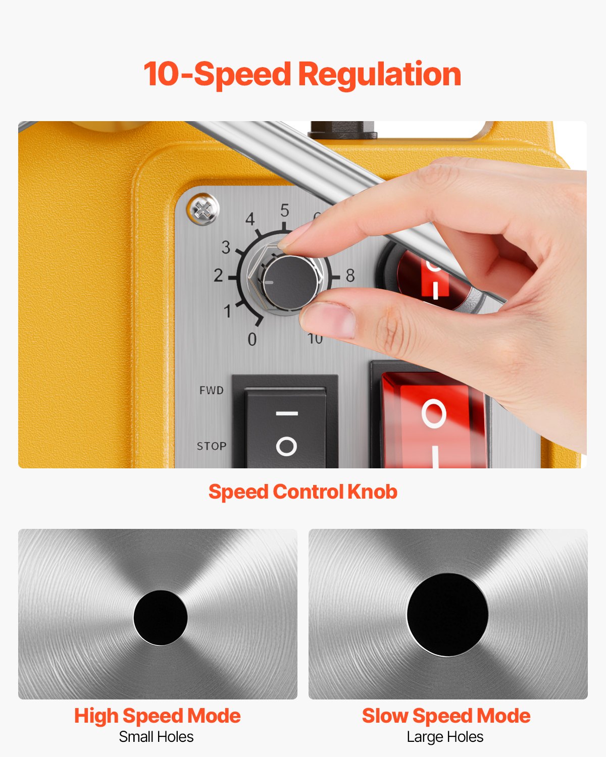 Magnetic Drill 1400W 2878 lbf Mag Drill Press 2 in Boring Diameter 6 Bits Yellow