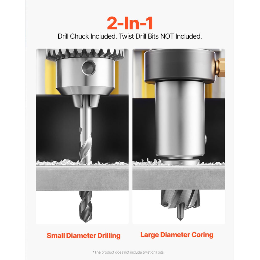 Magnetic Drill, 1400W Motor 2 in Boring Diameter, 2922 lbf Portable Electric Mag Drill Press, 0-750 RPM Variable Speed, Drilling Machine for Metal Surface, Industrial and Home Improvement