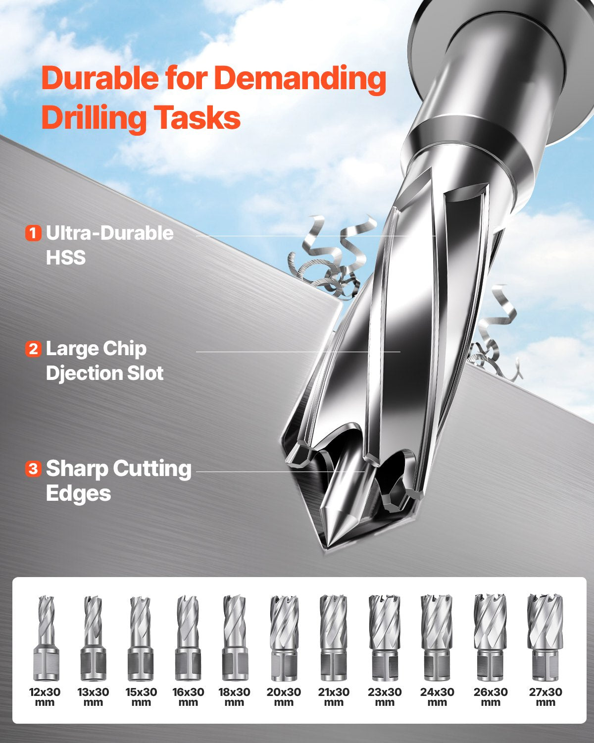 VEVOR Magnetic Drill 1450W 12500N Portable Mag Drill Press 850RPM