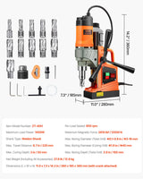 VEVOR Magnetic Drill 1450W 12500N Portable Mag Drill Press 850RPM - Close-Up Angle