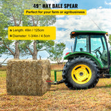 VEVOR Hay Spear 49" Bale Spear 3000 lbs Capacity, Bale Spike Quick Attach Square Hay Bale Spears, Red Coated Bale Forks, Bale Hay Spike with 2