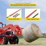 VEVOR Hay Spear 49" Bale Spear 3000 lbs Capacity, Bale Spike Quick Attach Square Hay Bale Spears, Red Coated Bale Forks, Bale Hay Spike with 2