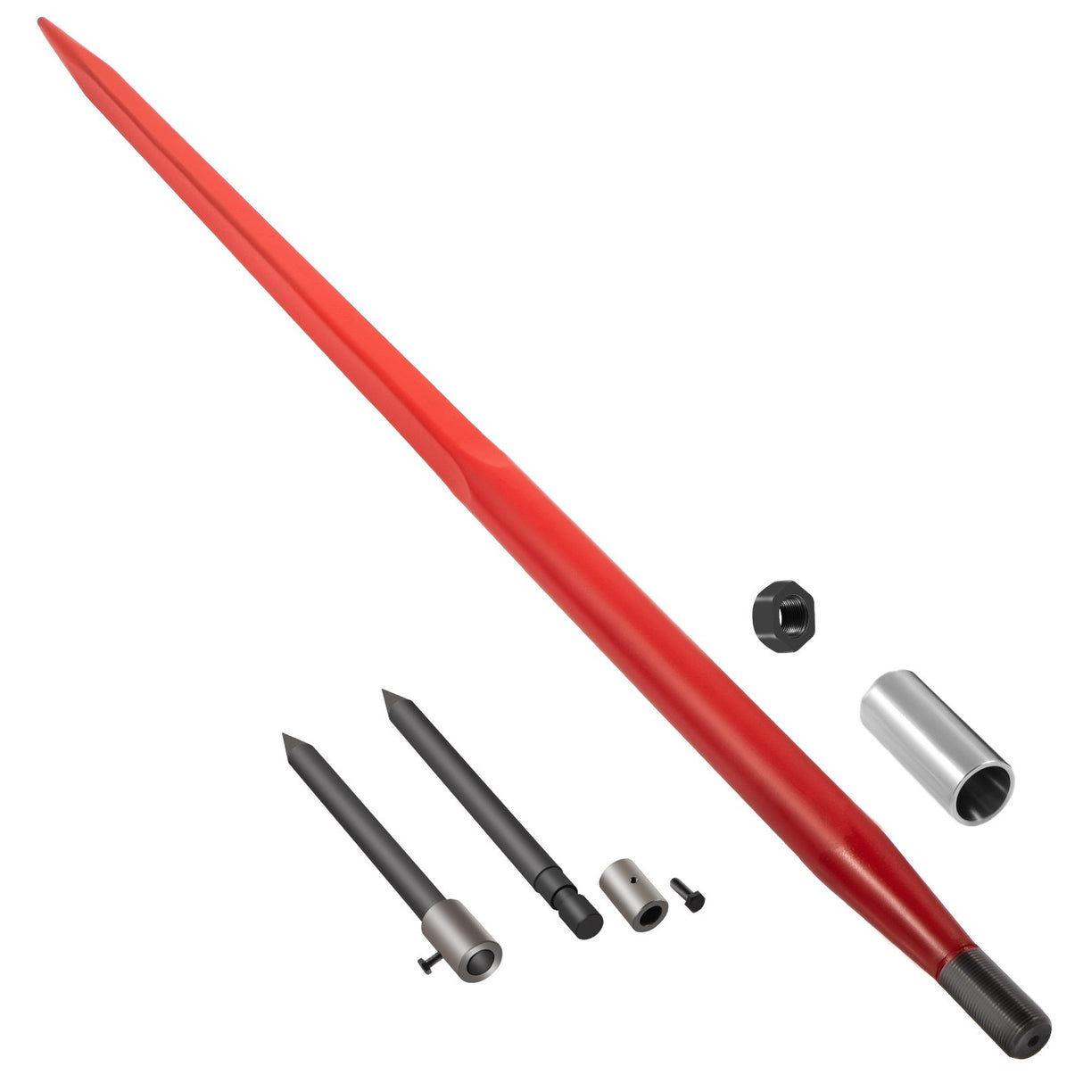 VEVOR Hay Spear 49" Bale Spear 3000 lbs Capacity, Bale Spike Quick Attach Square Hay Bale Spears, Red Coated Bale Forks, Bale Hay Spike with 2