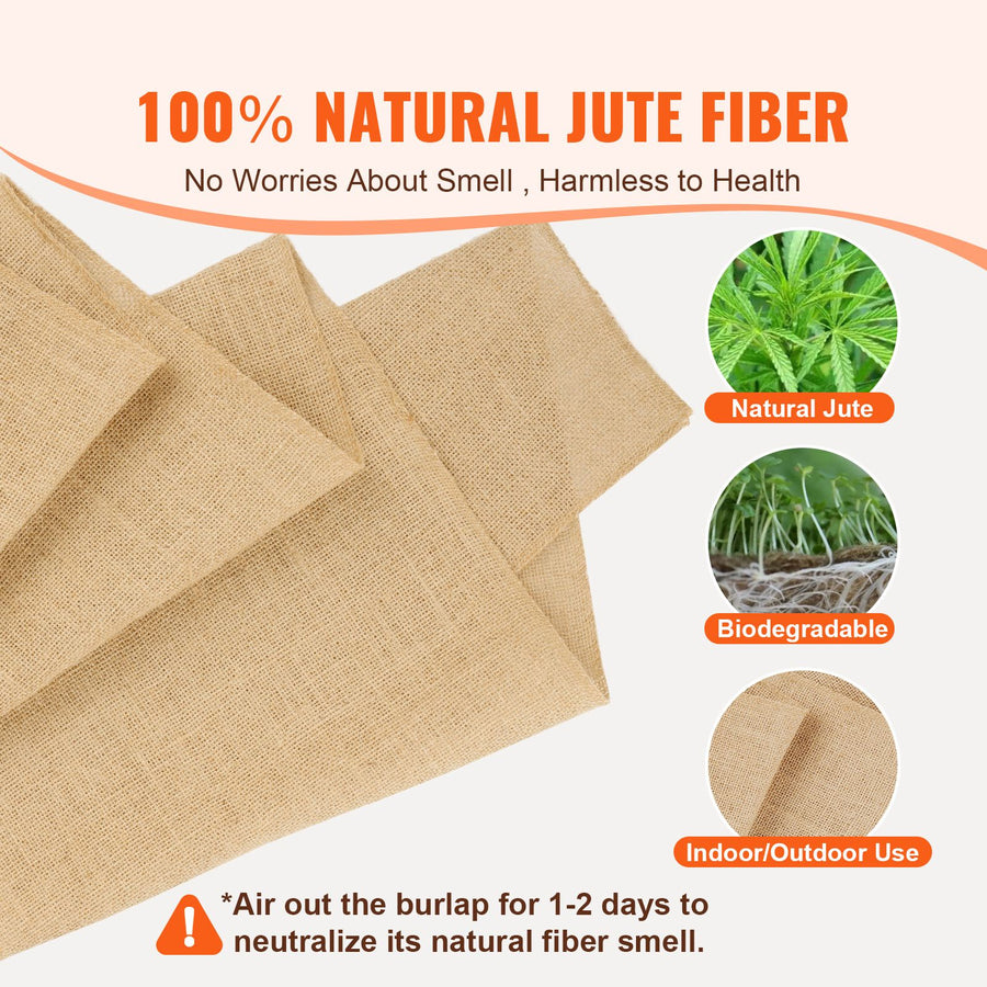 Burlap Fabric Roll, 355 mm x 45.7 m & 50 x 50 Density Wide Natural Burlap Fabric Rolls, Jute Fabric Burlap Tree Wrap Roll, for Decor, Crafts, Wedding, Gardening, Plant & Tree Winter Covering