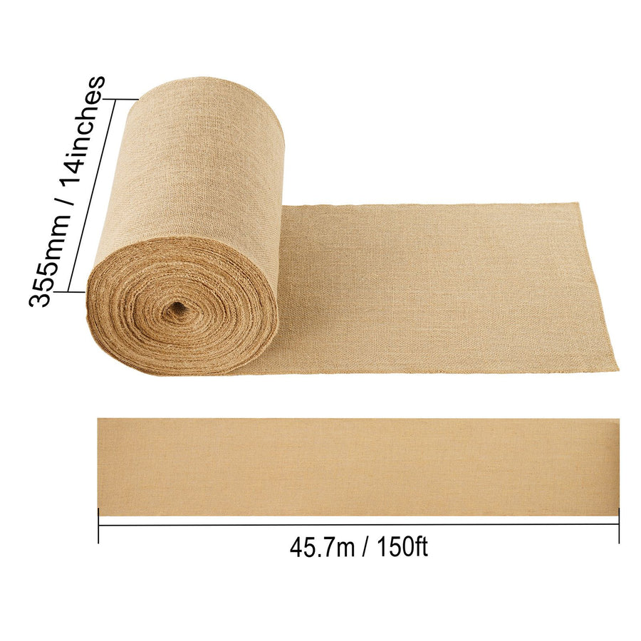 Burlap Fabric Roll, 355 mm x 45.7 m & 50 x 50 Density Wide Natural Burlap Fabric Rolls, Jute Fabric Burlap Tree Wrap Roll, for Decor, Crafts, Wedding, Gardening, Plant & Tree Winter Covering