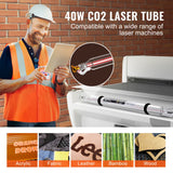 VEVOR Laser Tube, 40W CO2 Laser Tube for Laser Engraver and Cutter Machine, 720 mm Length, 50 mm Diameter, Glass Laser Cutting Tube with TEM00 Beam