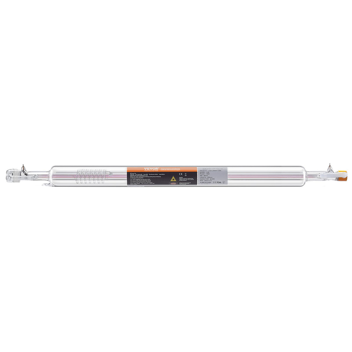 VEVOR Laser Tube, 50W CO2 Laser Tube for Laser Engraver and Cutter Machine, 850 mm Length, 50 mm Diameter, Glass Laser Cutting Tube with TEM00 Beam Mode, for Wood Acrylic Fabric Leather Bamboo
