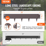 VEVOR Steel Landscape Edging, 5-pack Steel Garden Edging Borders, 39