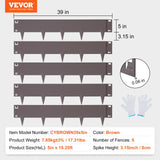 VEVOR Steel Landscape Edging, 5-pack Steel Garden Edging Borders, 39" L x 5" H Strips, Hammer-in Edging Border, Bendable Metal Landscape Edging for