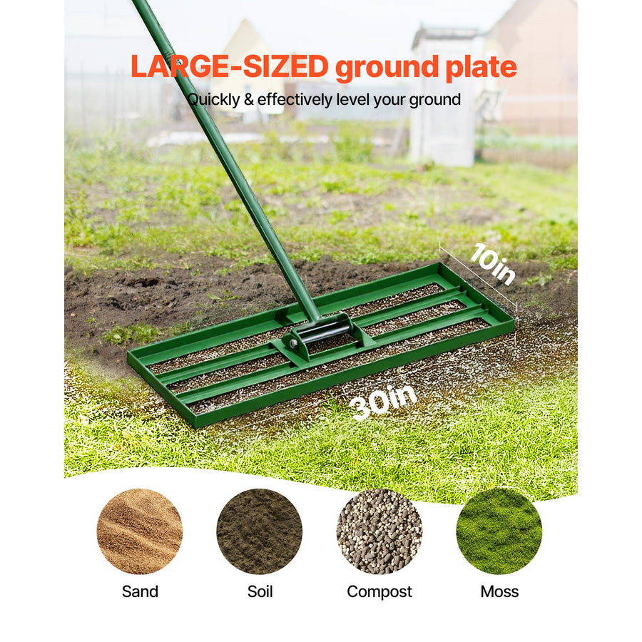 Lawn Leveling Rake, 30"x10" Level Lawn Tool, Heavy-duty Lawn Leveler with 78" Steel Extended Handle, Yard, image 2