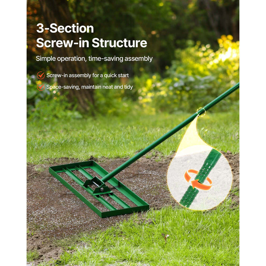 Lawn Leveling Rake, 30"x10" Level Lawn Tool, Heavy-duty Lawn Leveler with 78" Steel Extended Handle, Yard, image 4
