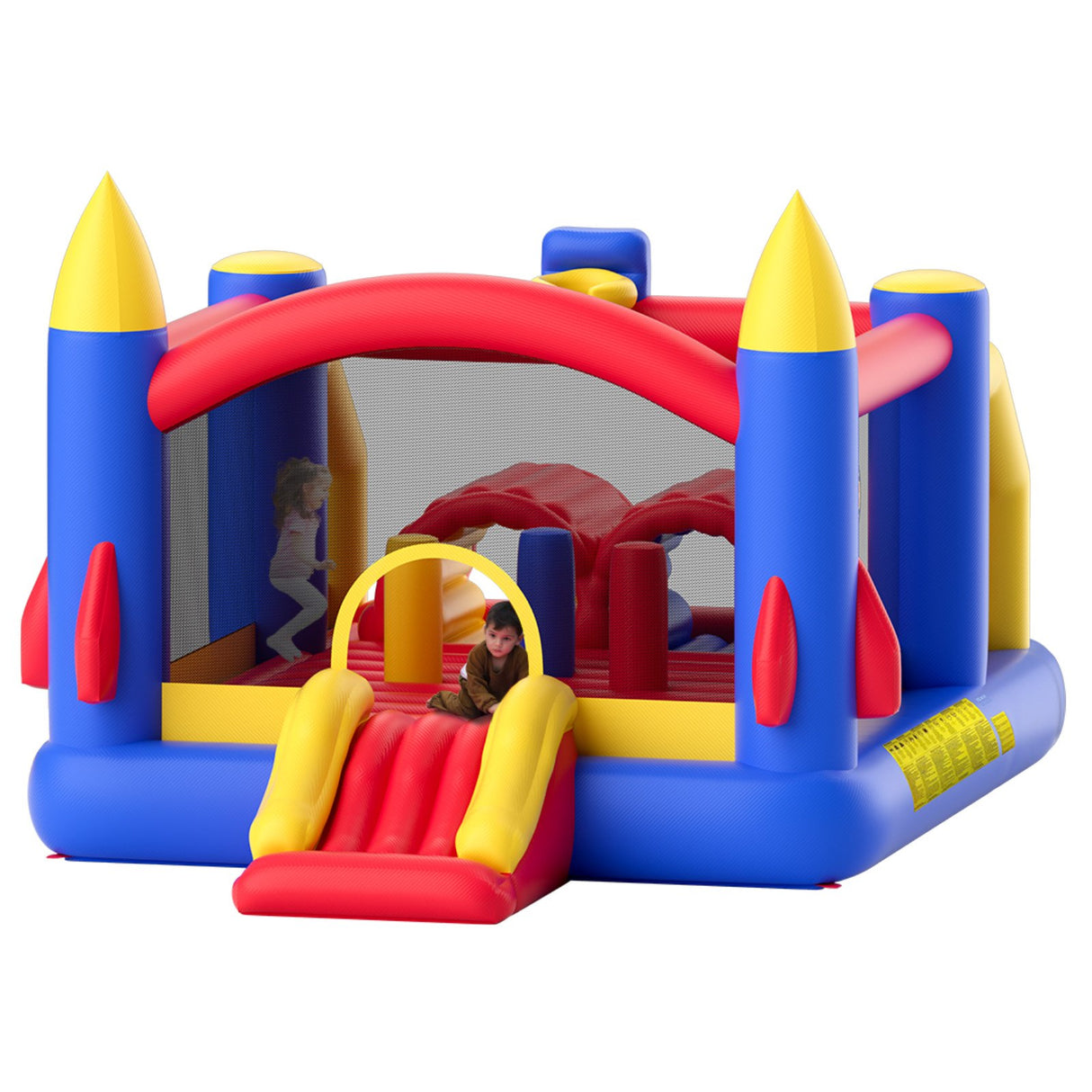 VEVOR Inflatable Bounce House, Outdoor High Quality Playhouse Trampoline, Jumping Bouncer with Blower, Slide, and Storage Bag, Family Backyard Bouncy Castle, for Kid Ages 3_8 Years, 4.0x2.4x2.4m