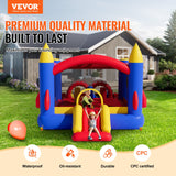 VEVOR Inflatable Bounce House, Outdoor High Quality Playhouse Trampoline, Jumping Bouncer with Blower, Slide, and Storage Bag, Family Backyard Bouncy Castle, for Kid Ages 3_8 Years, 4.0x2.4x2.4m - Front View
