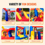 VEVOR Inflatable Bounce House, Outdoor High Quality Playhouse Trampoline, Jumping Bouncer with Blower, Slide, and Storage Bag, Family Backyard Bouncy