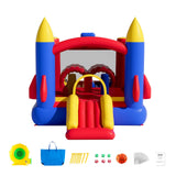 VEVOR Inflatable Bounce House, Outdoor High Quality Playhouse Trampoline, Jumping Bouncer with Blower, Slide, and Storage Bag, Family Backyard Bouncy