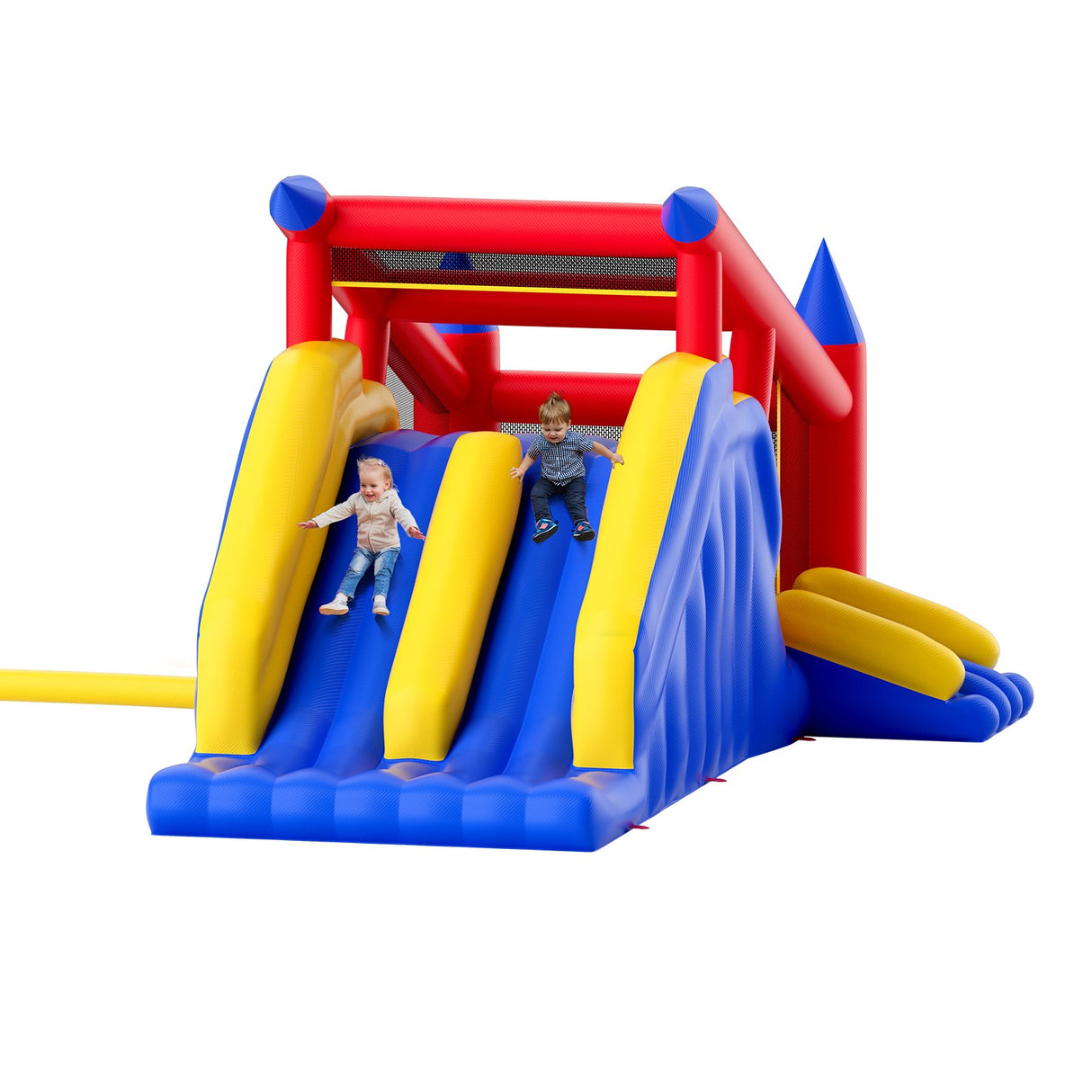 VEVOR Inflatable Bounce House, Outdoor High Quality Playhouse Trampoline, Jumping Bouncer with Blower, Slide, and Storage Bag, Family Backyard Bouncy