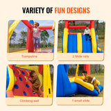 VEVOR Inflatable Bounce House, Outdoor High Quality Playhouse Trampoline, Jumping Bouncer with Blower, Slide, and Storage Bag, Family Backyard Bouncy