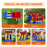 VEVOR Inflatable Bounce House, Outdoor High Quality Playhouse Trampoline, Jumping Bouncer with Blower, Slide, and Storage Bag, Family Backyard Bouncy