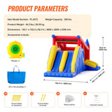 VEVOR Inflatable Bounce House, Outdoor High Quality Playhouse Trampoline, Jumping Bouncer with Blower, Slide, and Storage Bag, Family Backyard Bouncy
