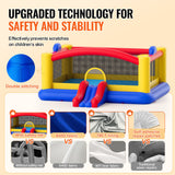 VEVOR Inflatable Bounce House, Outdoor High Quality Playhouse Trampoline, Jumping Bouncer with Blower, Slide, and Storage Bag, Family Backyard Bouncy - Side View
