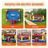 VEVOR Inflatable Bounce House, Outdoor High Quality Playhouse Trampoline, Jumping Bouncer with Blower, Slide, and Storage Bag, Family Backyard Bouncy - Rear View