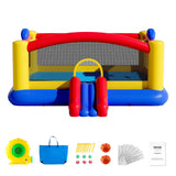 VEVOR Inflatable Bounce House, Outdoor High Quality Playhouse Trampoline, Jumping Bouncer with Blower, Slide, and Storage Bag, Family Backyard Bouncy