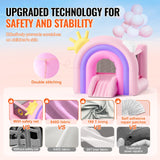 VEVOR Inflatable Bounce House, Indoor Outdoor Playhouse Trampoline, Kid Jumping Bouncer with Blower, Slide, Storage Bag, Family Backyard Bouncy Castle