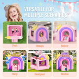 VEVOR Inflatable Bounce House, Indoor Outdoor Playhouse Trampoline, Kid Jumping Bouncer with Blower, Slide, Storage Bag, Family Backyard Bouncy Castle