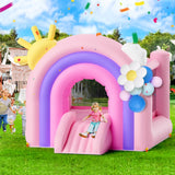 VEVOR Inflatable Bounce House, Indoor Outdoor Playhouse Trampoline, Kid Jumping Bouncer with Blower, Slide, Storage Bag, Family Backyard Bouncy Castle
