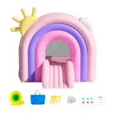 VEVOR Inflatable Bounce House, Indoor Outdoor Playhouse Trampoline, Kid Jumping Bouncer with Blower, Slide, Storage Bag, Family Backyard Bouncy Castle