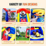 VEVOR Inflatable Bounce House, Outdoor High Quality Playhouse Trampoline, Jumping Bouncer with Blower, Slide, and Storage Bag, Family Backyard Bouncy Castle, for Kid Ages 3_8 Years, 3.3x3x2.3m - Top-Down View